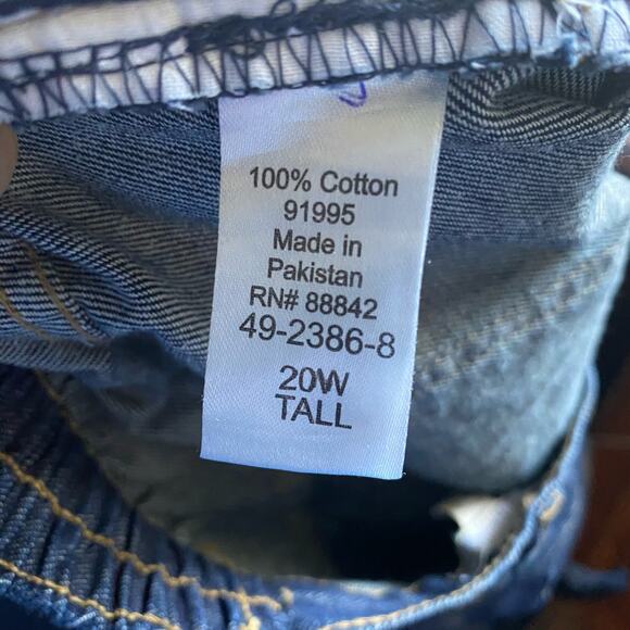 Woman Within Elastic Waist 5-pocket high rise Dark Wash Jeans 20W Tall - Picture 15 of 15